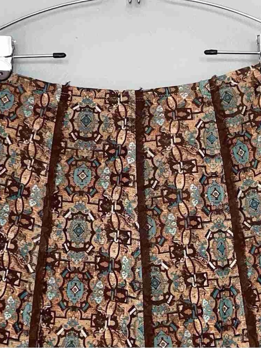 Brown Patterned A-Line Skirt - Picture 3 of 4